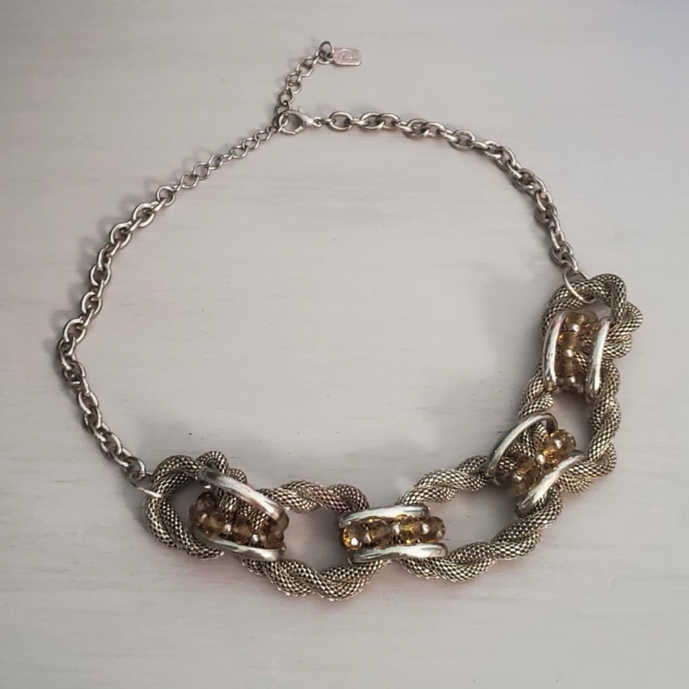 You & I YouSi bold goldtone bronze mesh statement necklace